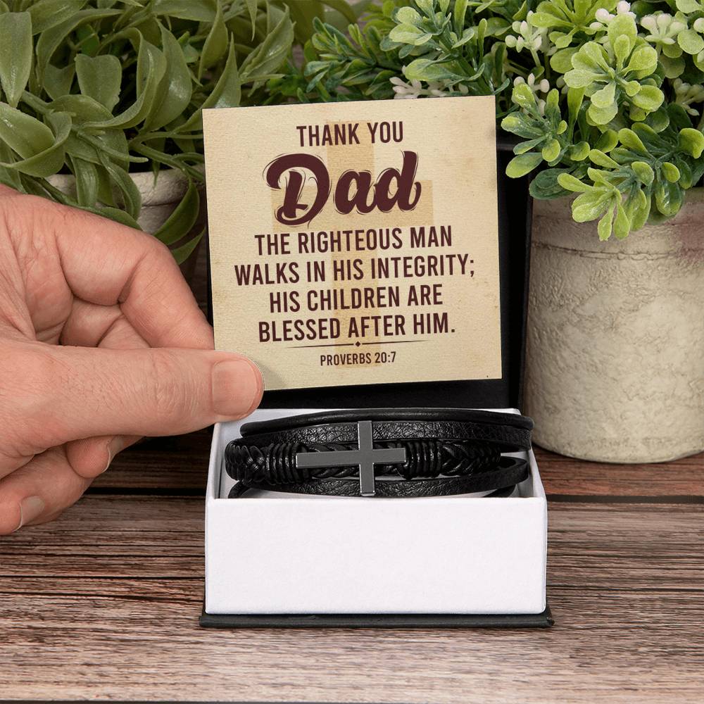 Thank You Gift for Dad - Men's Cross Bracelet - Personalize Memories