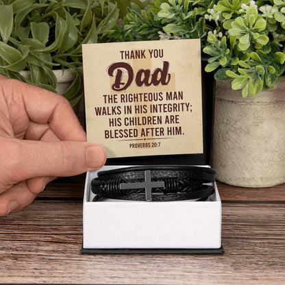 Thank You Gift for Dad - Men's Cross Bracelet - Personalize Memories