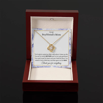 To My Boyfriend's Mom - My man raised be a queen - Love Knot Necklace - Gift for BF's Mom - Personalize Memories