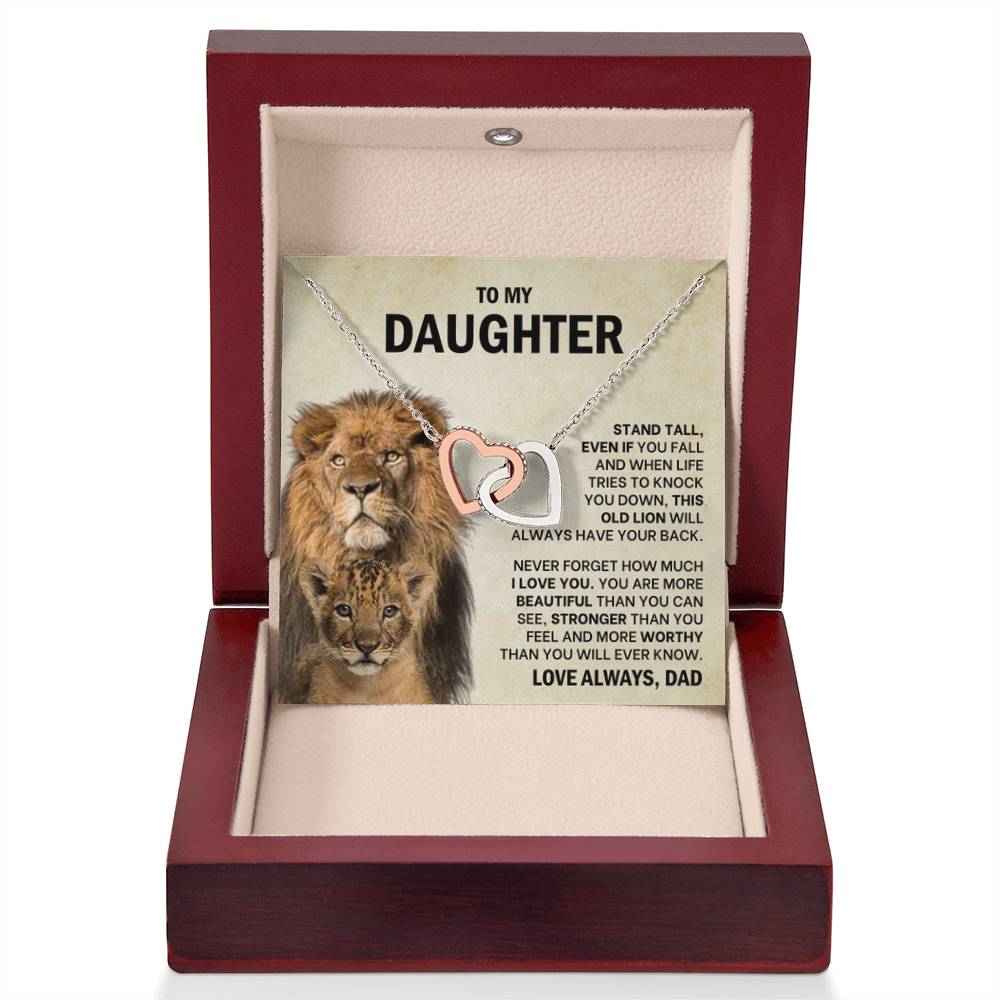 To My Daughter Necklace - Everyday Love Jewelry Gift from Dad for Daughter’s Birthday & Just Because - Interlocking Hearts Necklace - Personalize Memories