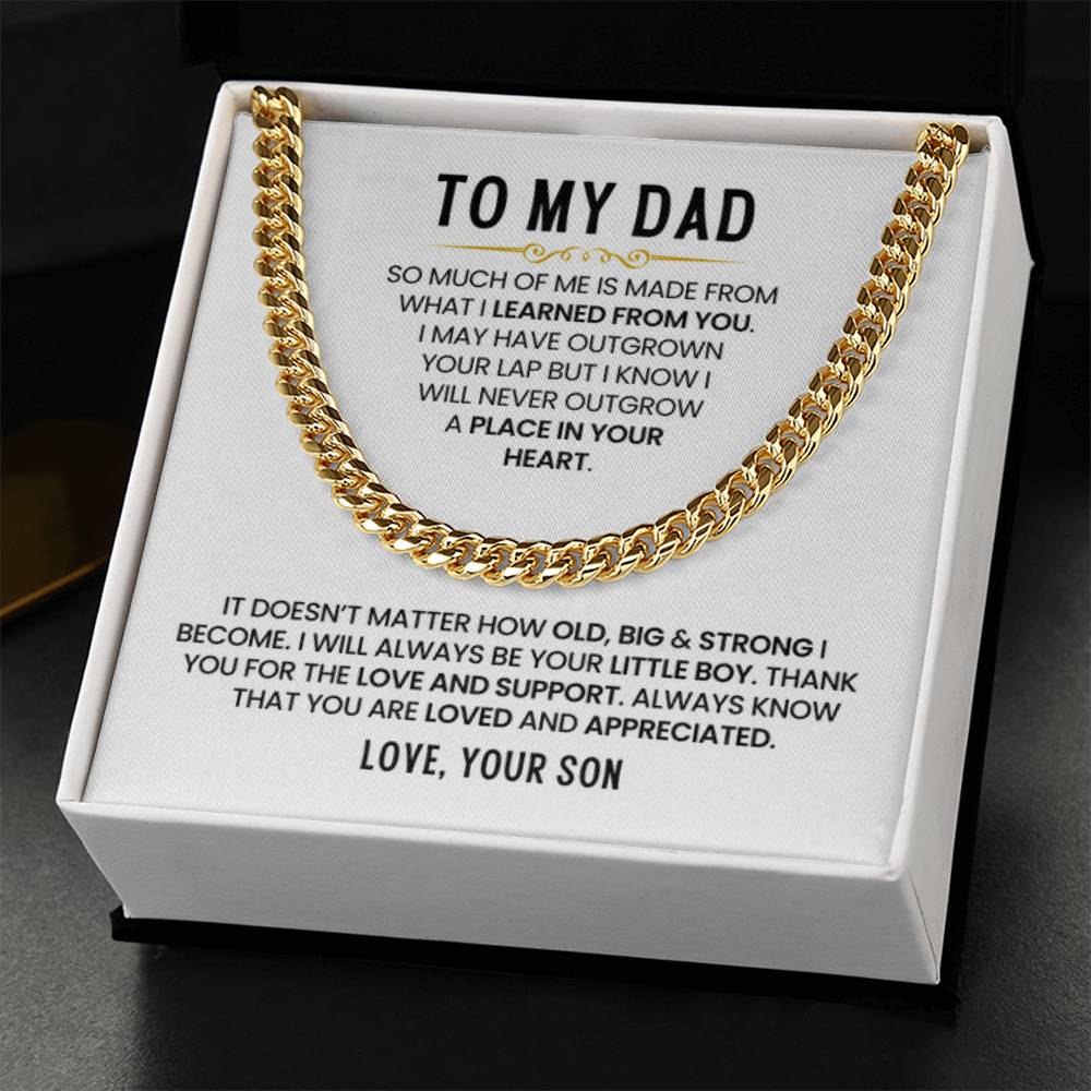 Gift for Dad - I Will Always Be Your Little Boy - Cuban Link Chain from Son - Personalize Memories