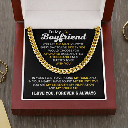 Boyfriend Jewelry Gift from Girlfriend - Cuban Link Chain - Anniversary & Valentine's Day Gift - Personalize Memories