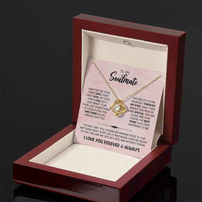 To My Soulmate Necklace - Long Distance Relationship Soulmate Gift for Romantic Occasions - Love Knot Necklace - Personalize Memories