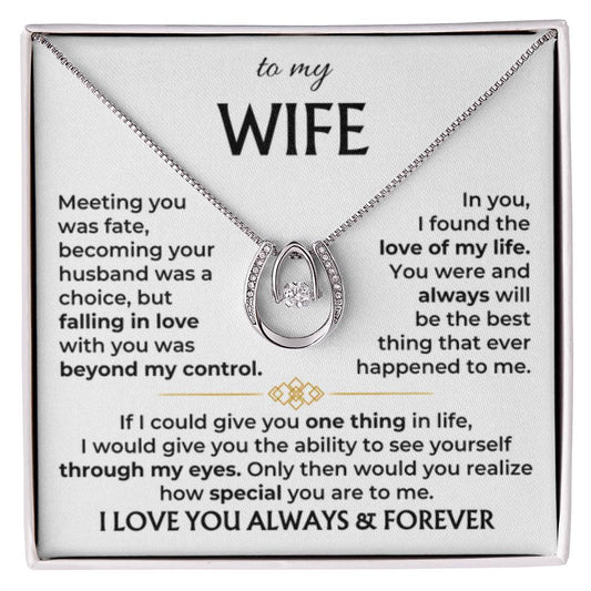 To My Wife Necklace - Meaningful Jewelry Gift from Husband for Valentine’s Day & Anniversary -  Lucky In Love Necklace