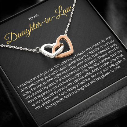 To My Daughter In Law - Gift for Daughter in Law - Interlocking Hearts Necklace - Personalize Memories