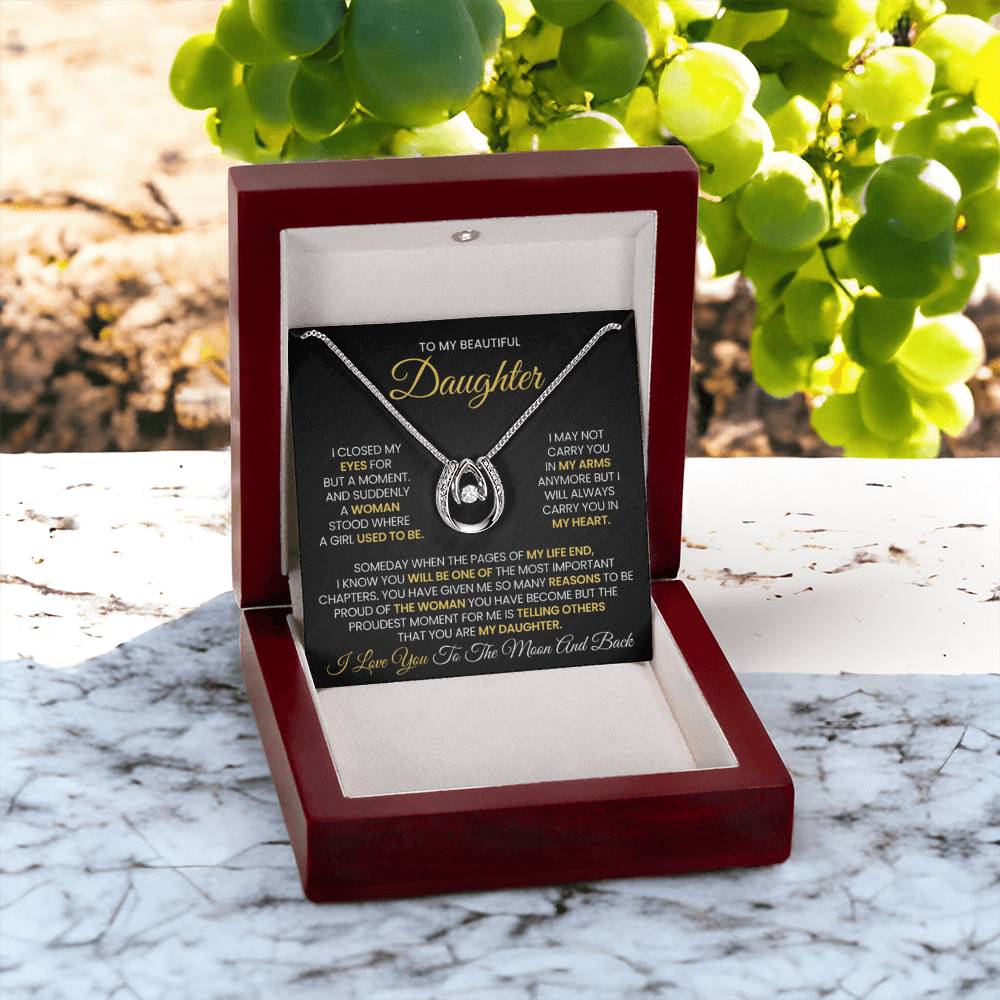 To My Daughter Necklace – Daughter Birthday & Graduation Jewelry Surprise – Lucky In Love Necklace - Personalize Memories