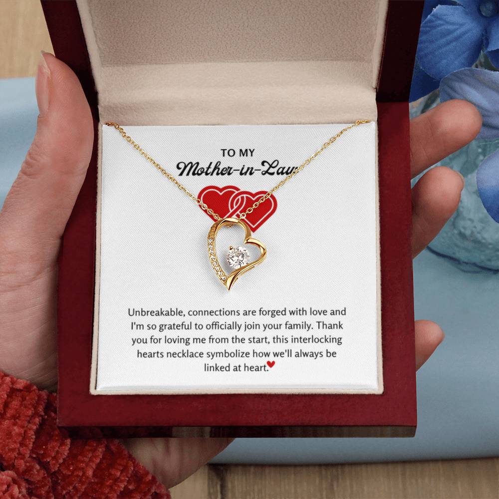 To My Mother in Law - We will always be connected by heart - Forever Love Necklace - Personalize Memories