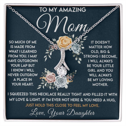 To My Amazing Mom - Just Hold This Close To Feel My Love - Alluring Beauty Necklace - Best for Birthday, Christmas & Mother's Day - Personalize Memories