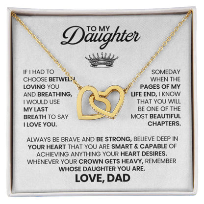 To My Daughter Necklace - Sweetest Daughter Gift from Dad for Birthday Joy & Proud Dad Love - Interlocking Hearts Necklace - Personalize Memories