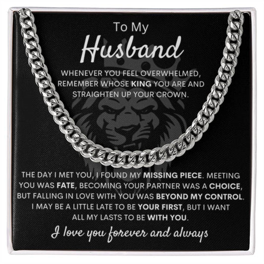 To My Husband – Cuban Link Chain – Wife to Husband Anniversary, Christmas & Birthday Gift