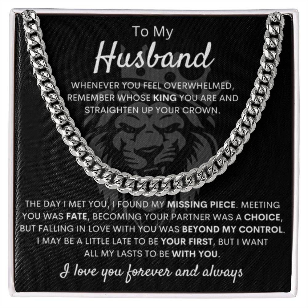 To My Husband – Cuban Link Chain – Wife to Husband Anniversary, Christmas & Birthday Gift