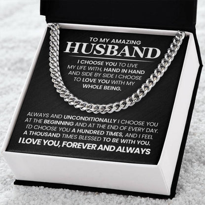 Gift for Husband from Wife - I Choose You - Cuban Link Chain - Personalize Memories