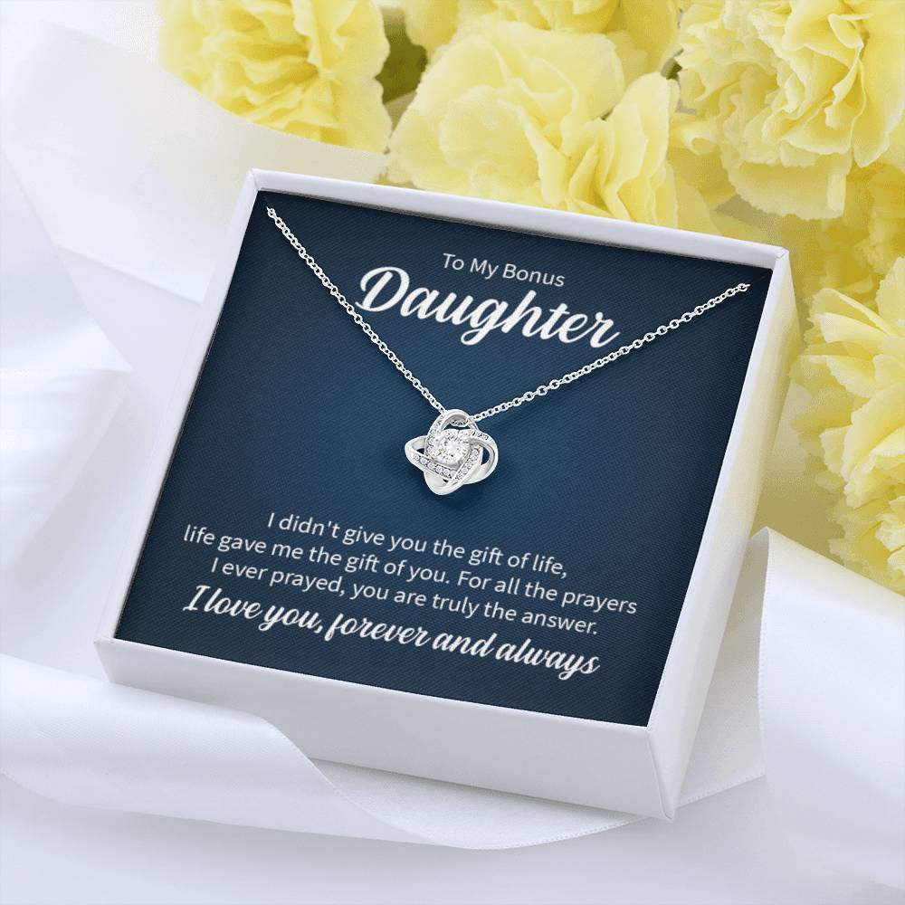 To My Bonus Daughter Necklace – Daughter Gift for Birthday, Graduation Achievements – Love Knot Necklace - Personalize Memories