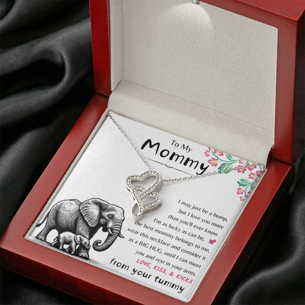 To My Mommy - Love Kiss & Kicks from Your Tummy- Heart-to-heart Necklace - New Mom Gift - Personalize Memories