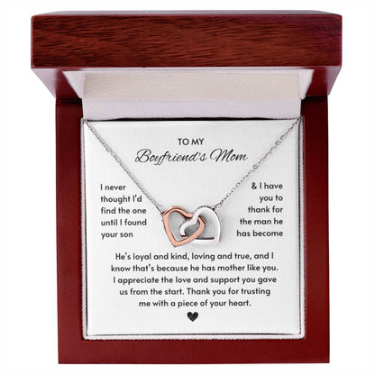 Heartfelt Gift for Boyfriend's Mom - I never thought I'd find the one until I found your son - Interlocking Hearts Necklace - Personalize Memories