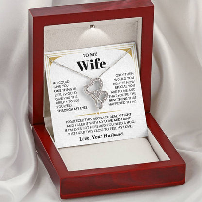 To My Wife Necklace - Anniversary Gift for Her - Birthday Christmas Gifts for Wife - Gifts for Soulmate - Gifts for Her - Heart-to-heart Pendant Necklace - Personalize Memories