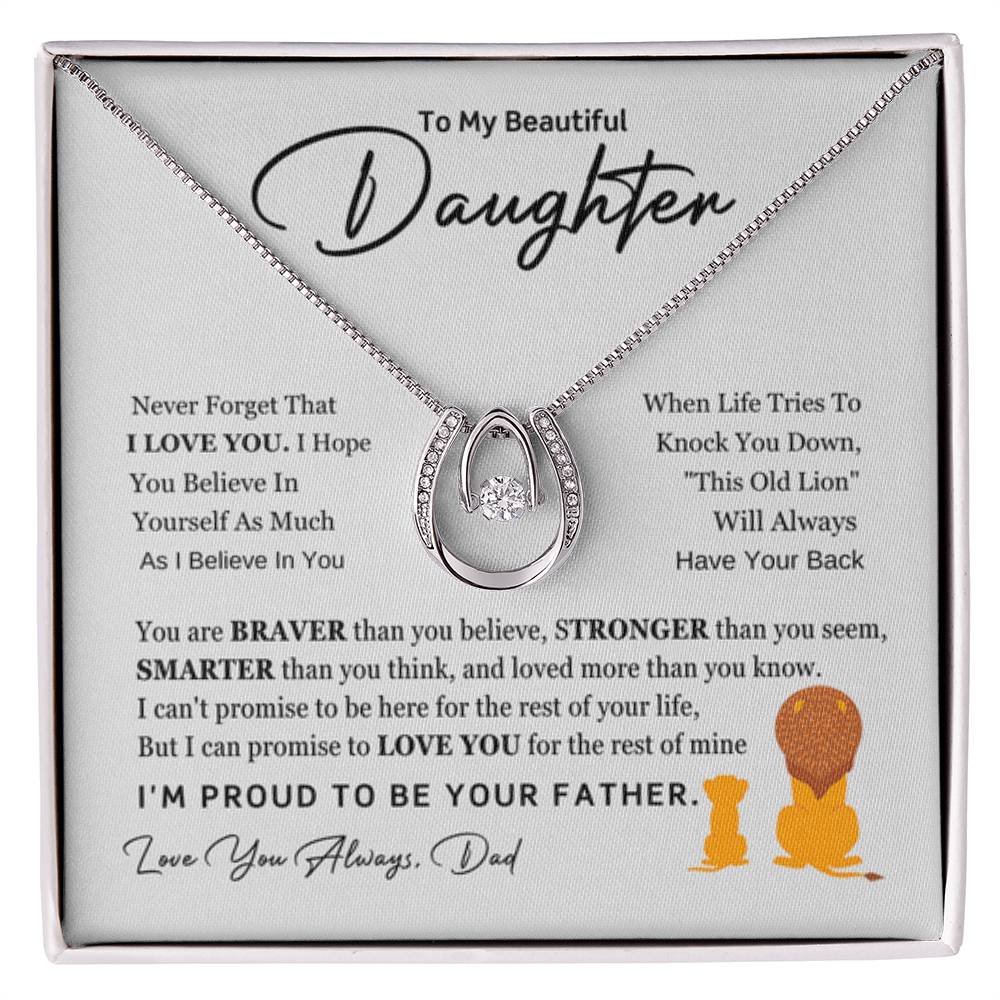 To My Daughter Necklace - Loving Gift for Daughter from Dad for Christmas, Proud Achievements & Special Days - Lucky In Love Necklace - Personalize Memories