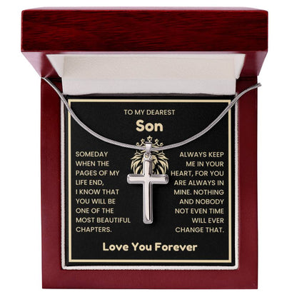 To My Dearest Son Necklace - Gift for Son - Always keep me in your heart - Artisan Cross Necklace - Personalize Memories