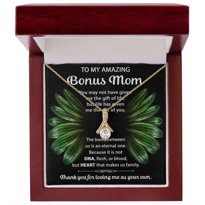 To My Bonus Mom - Thank you for loving me as your own - Alluring Beauty Necklace - Best for Birthday, Christmas & Mother's Day - Personalize Memories