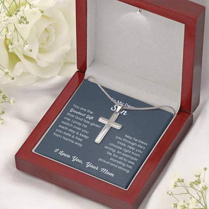 To Dear My Son - You are the greatest gift - Gift for Son from Mom - Artisan Cross Necklace - Personalize Memories