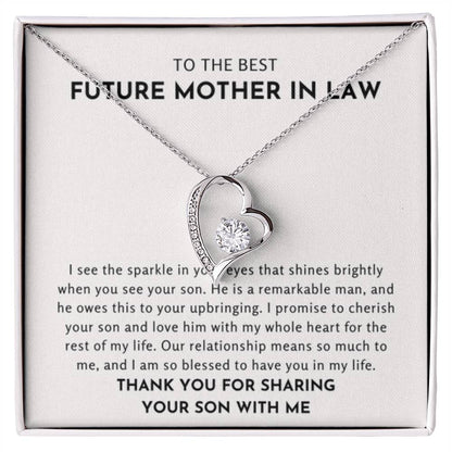 To The Best Future Mother In Law Gift - Thank You For Sharing Your Son With Me - Forever Love Necklace - Personalize Memories