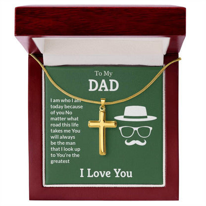To My Dad Necklace - You're the greatest - Dad Gift from Kids - Artisan Cross Necklace - Personalize Memories