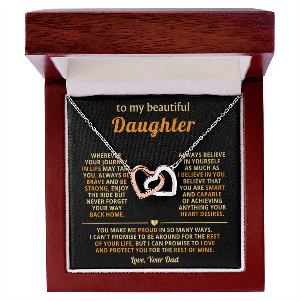 To My Daughter Necklace – Top Gift for Daughter Birthday Graduation – Interlocking Hearts Necklace - Personalize Memories