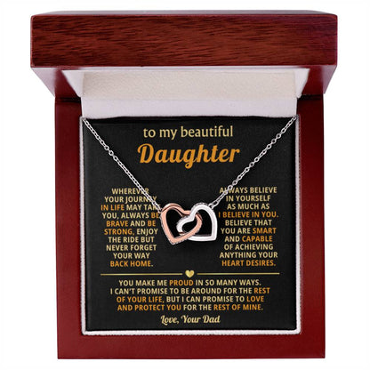 To My Daughter Necklace – Top Gift for Daughter Birthday Graduation – Interlocking Hearts Necklace - Personalize Memories