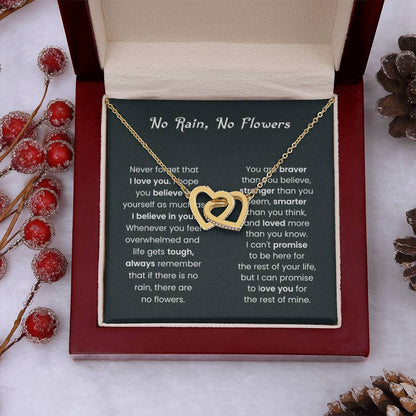 No Rain, No Flowers Gift for Her - Interlocking Hearts Necklace - Personalize Memories