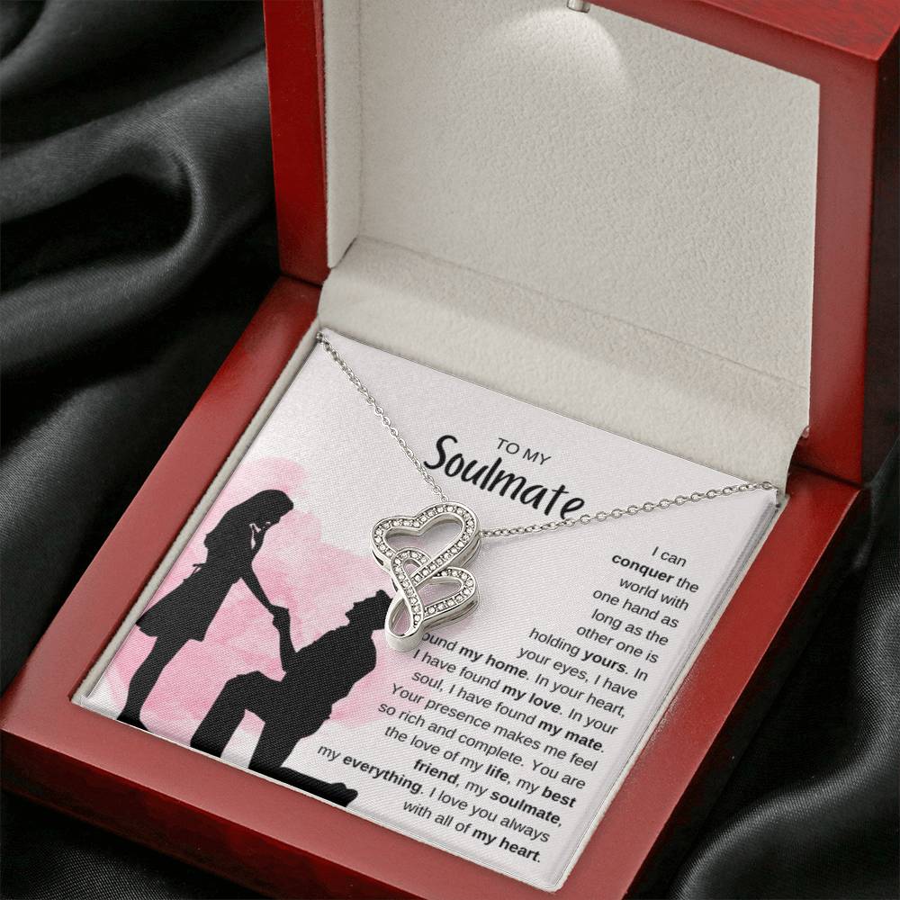 To My Soulmate Necklace - Soulmate Jewelry for Valentine’s Day & Gifts for Her - Heart-to-heart Pendant Necklace - Personalize Memories