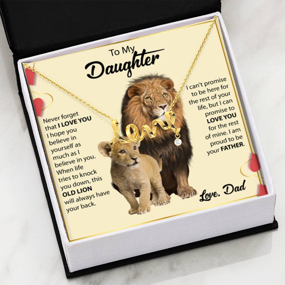 To My Daughter Necklace - Best Surprise Gift for Daughter from Dad for Graduation, Birthday & Christmas - Scripted Love Necklace - Personalize Memories