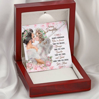Gift for Daughter from Mom - You are braver than you believe - Heart-to-heart Pendant Necklace - Personalize Memories