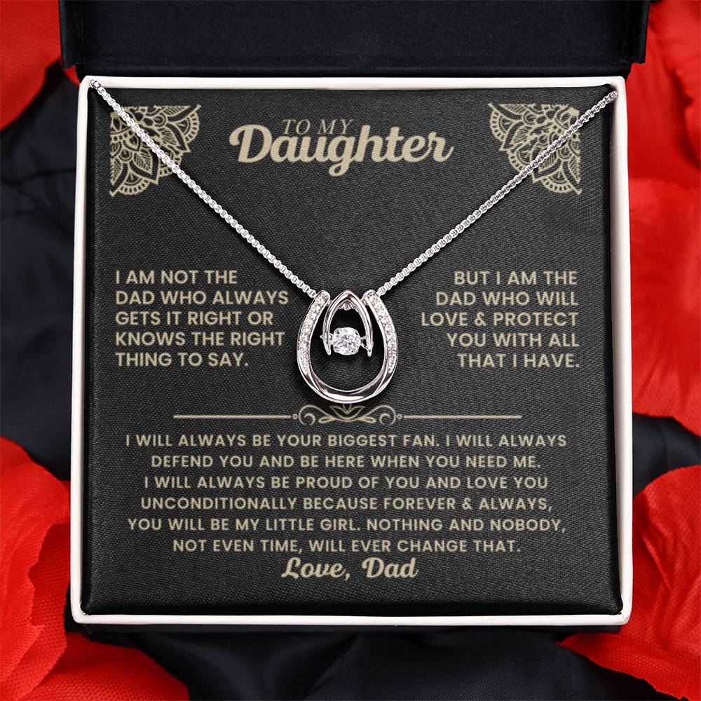 To My Daughter Necklace - Heartfelt Gift from Dad for Birthday, Graduation & Proud Dad Moments - Lucky In Love Necklace - Personalize Memories