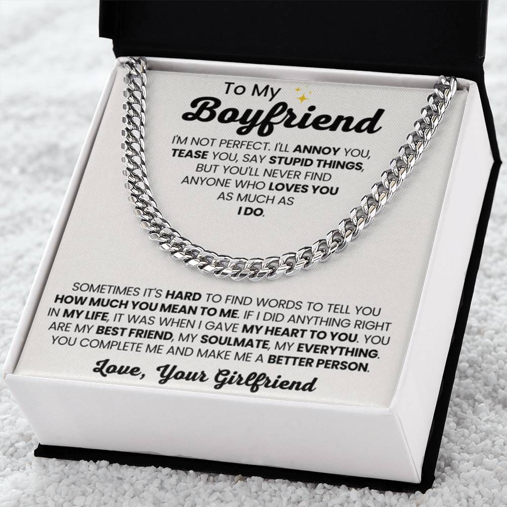 Cuban Link Chain for Boyfriend - Birthday, Anniversary Gift from Girlfriend - Personalize Memories