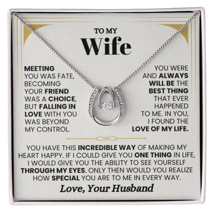 To My Wife Gift from Husband - Romantic Jewelry for Birthday & Anniversary Celebrations - Lucky In Love Necklace - Personalize Memories