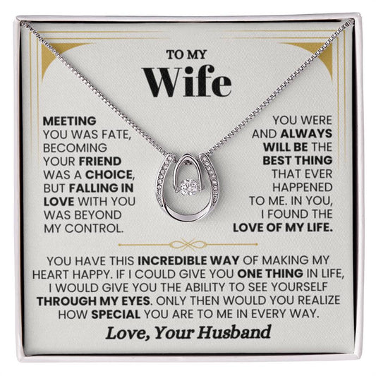 To My Wife Gift from Husband - Romantic Jewelry for Birthday & Anniversary Celebrations - Lucky In Love Necklace - Personalize Memories