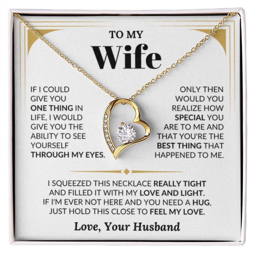 To My Wife Necklace - Sweet Emotional Gift for Wife from Husband on Birthday, Anniversary & Valentine’s Day - Forever Love Necklace - Personalize Memories