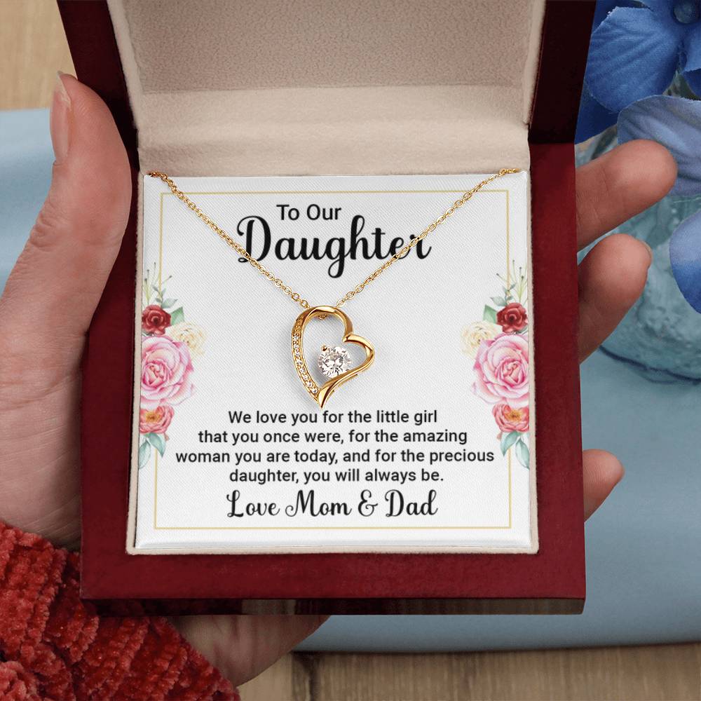 To Our Daughter Necklace – Daughter Graduation & Birthday Present from Mom and Dad – Forever Love Necklace - Personalize Memories