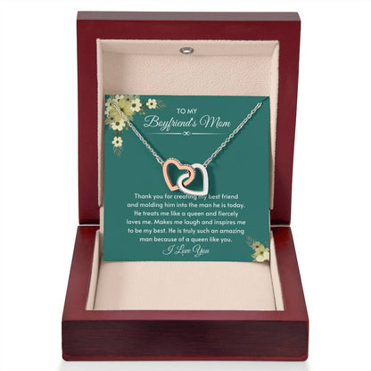 To My Boyfriend's Mom - He is truly such an amazing man - Interlocking Hearts Necklace - Bf Mom Gift - Personalize Memories