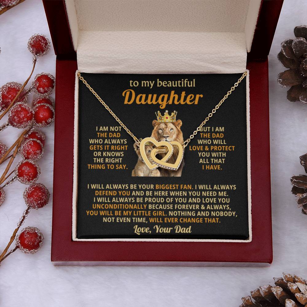 To My Daughter Necklace - Emotional Father to Daughter Jewelry for Birthday, Christmas & Life Happiness - Interlocking Hearts Necklace - Personalize Memories