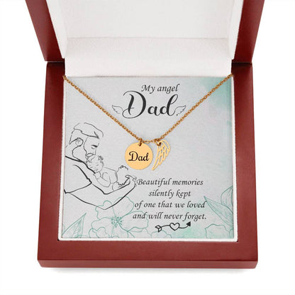 Dad Remembrance Necklace - My Angle Dad - Loss of Dad Gift