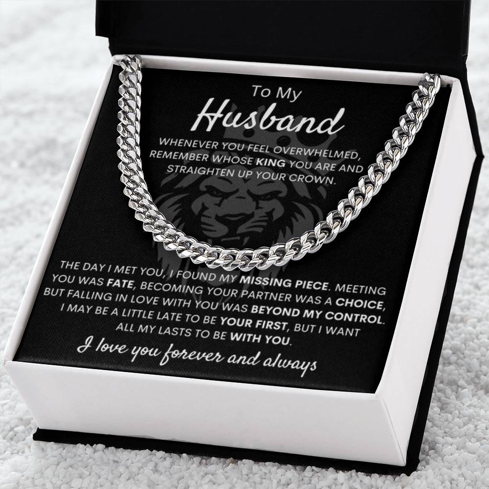 To My Husband – Cuban Link Chain – Wife to Husband Anniversary, Christmas & Birthday Gift