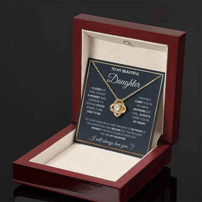 To My Daughter Necklace – Daughter Christmas Graduation Jewelry Gift – Love Knot Necklace - Personalize Memories