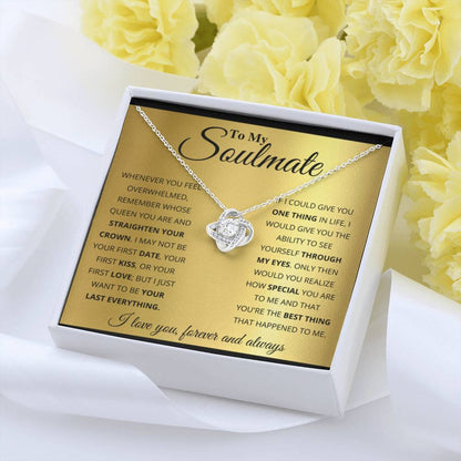 To My Soulmate Necklace - Unique Soulmate Gift for Her for Birthdays & Surprise Moments - Love Knot Necklace - Personalize Memories
