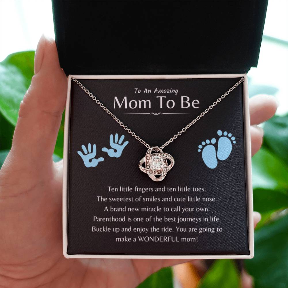 To An Amazing Mama To Be - A brand new miracle to call your own - Love Knot Necklace - Unique Gift for New Mom - Personalize Memories