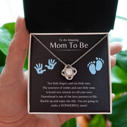To An Amazing Mama To Be - A brand new miracle to call your own - Love Knot Necklace - Unique Gift for New Mom - Personalize Memories