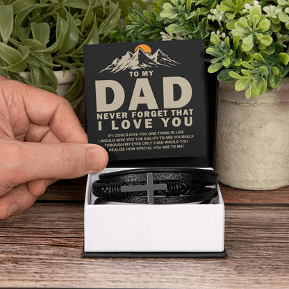 To My Dad - Never forget that I love you - Men's Cross Bracelet - Personalize Memories