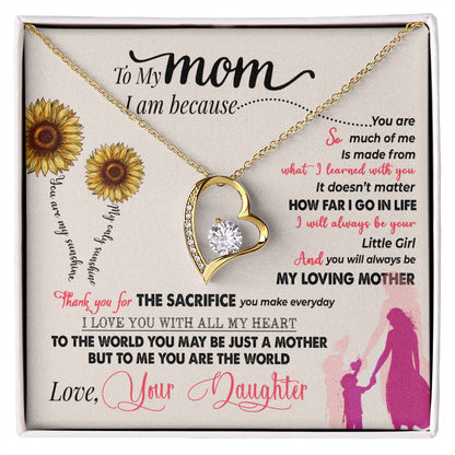 Gift for Mom from Daughter - You're My Sunshine - Forever Love Necklace - Personalize Memories