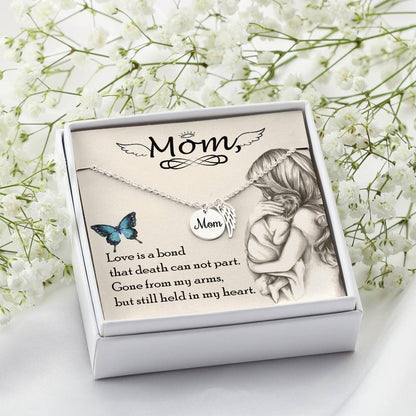 Angel Wing Mom Necklace Gift from Heaven - Mother Memorial Gift
