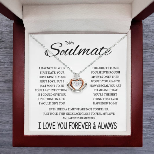 To My Soulmate Necklace - Best Soulmate Gift for Valentine’s Day & Everyday Romance - Crown Pendant Necklace - Personalize Memories